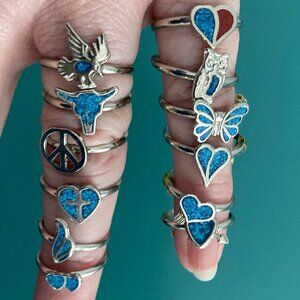 Bag of Assorted Rings Silver Tone